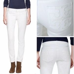 Tory Burch Skinny Ankle Mid Rise Jeans